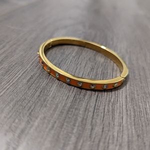 JCrew Orange Enamel and Rhinestone Bangle